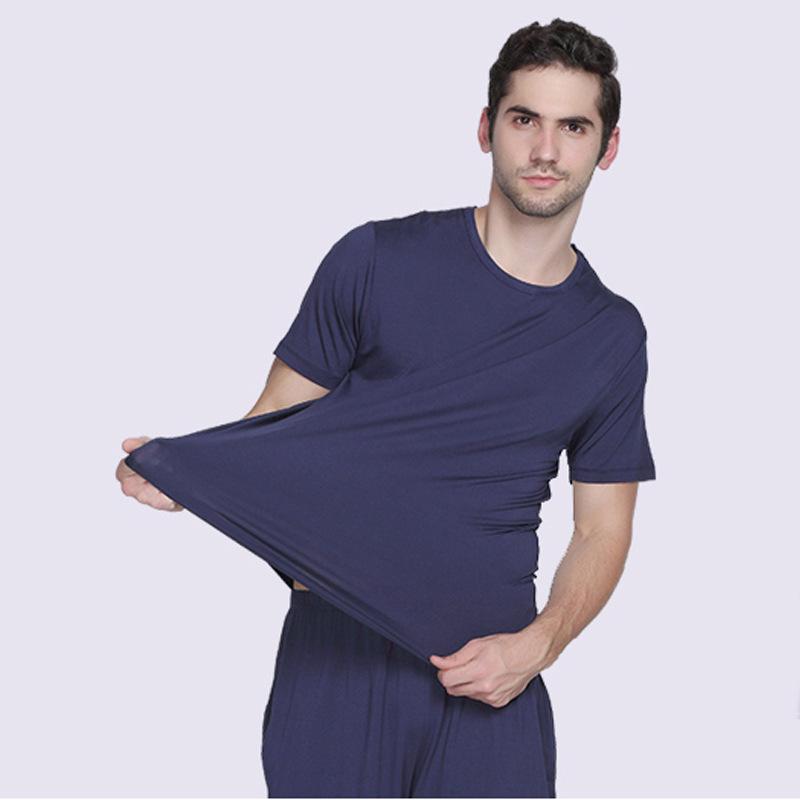 Men's Bamboo Fiber Pajama Set - Short Sleeve & Shorts for Summer