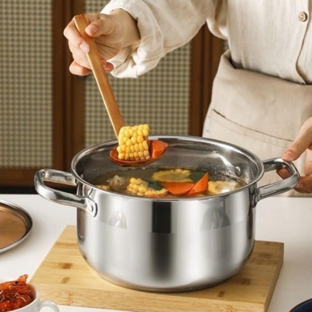 Stainless Steel Double Bottom Soup Pot with Lid Induction Cooker Pot  General Use