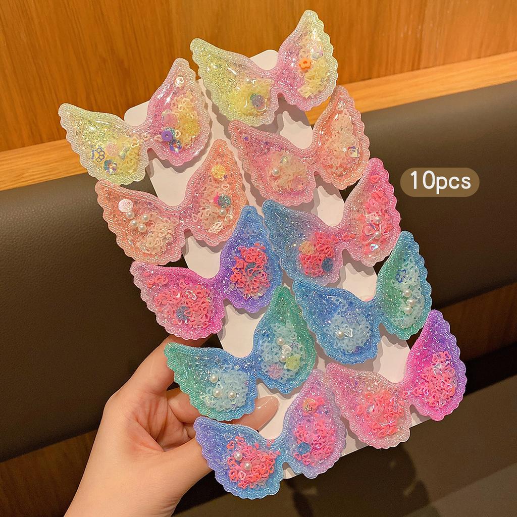 10 colorful random angel wing hair clips with sweet and fashionable style suitable for daily use as hair accessories