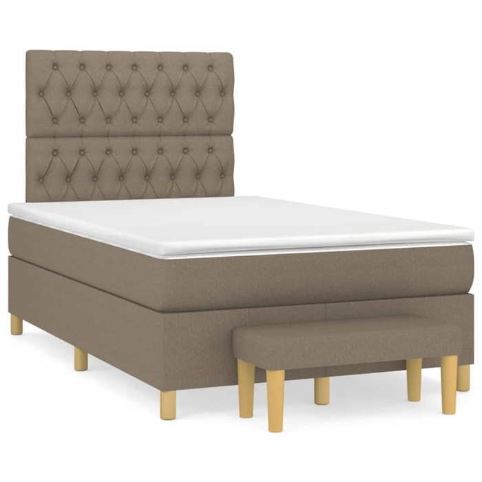 Maison Exclusive - Sommier à lattes de lit avec matelas Taupe 120x200 cm Tissu