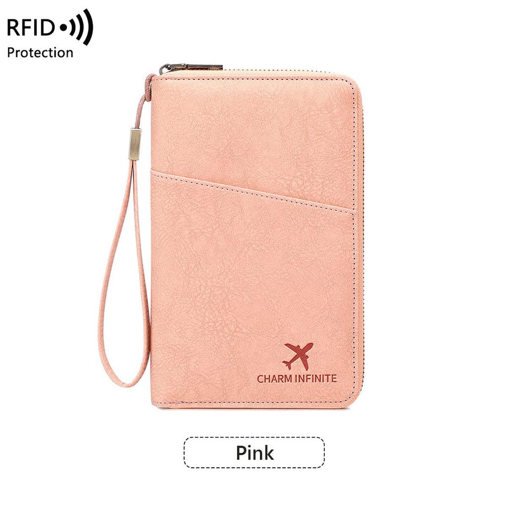 RFID Anti-Magnetic Passport Wallet with Long Zipper and Multifunctional Travel Storage