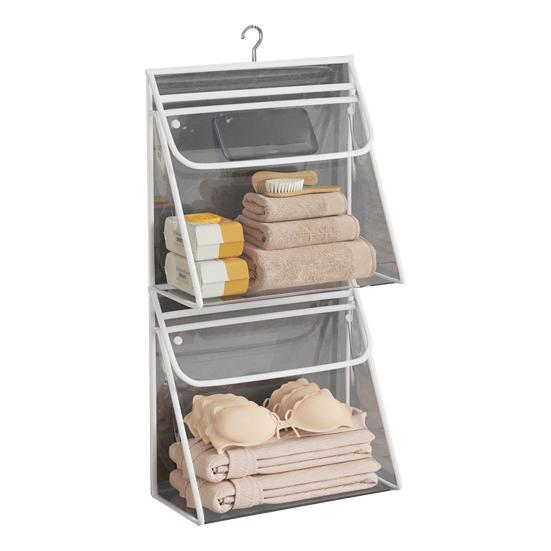 Bathroom Hanging Bag Large Capacity Dual Layer Waterproof Transparent Design Clothing Storage Bag Cosmetic Organizer