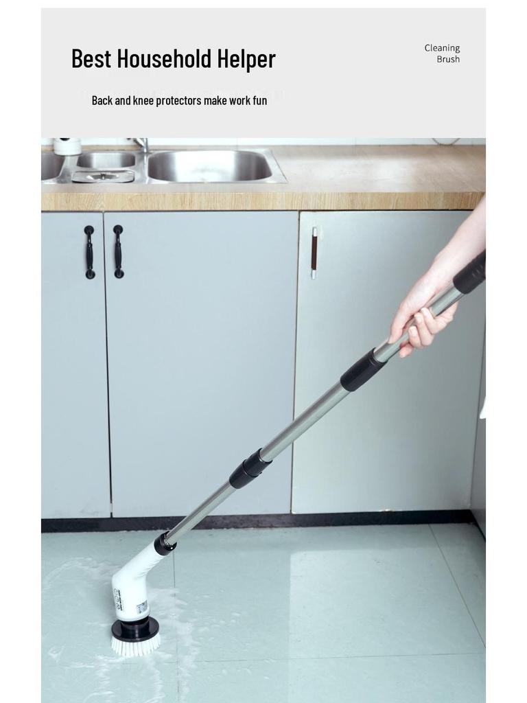 7-in-1 Cordless Electric Spin Scrubber with Retractable Long Handle.