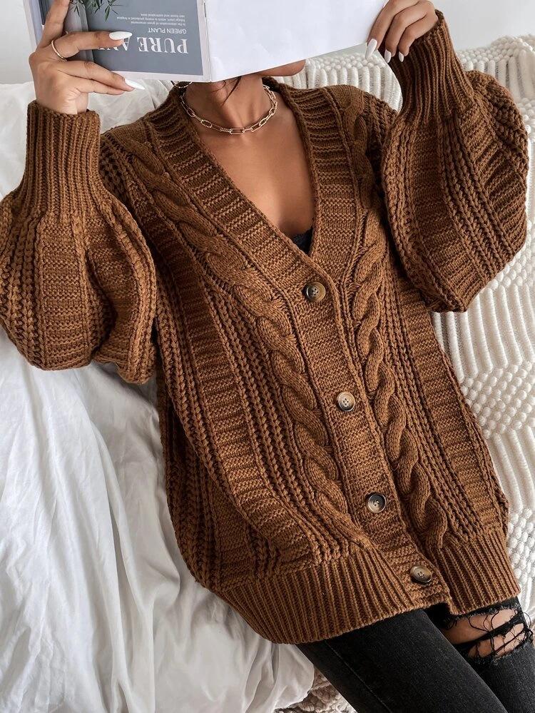 European and American twist knitted cardigan women s 2025 autumn and winter lazy wind sweater jacket women s clothing XXL света кофе