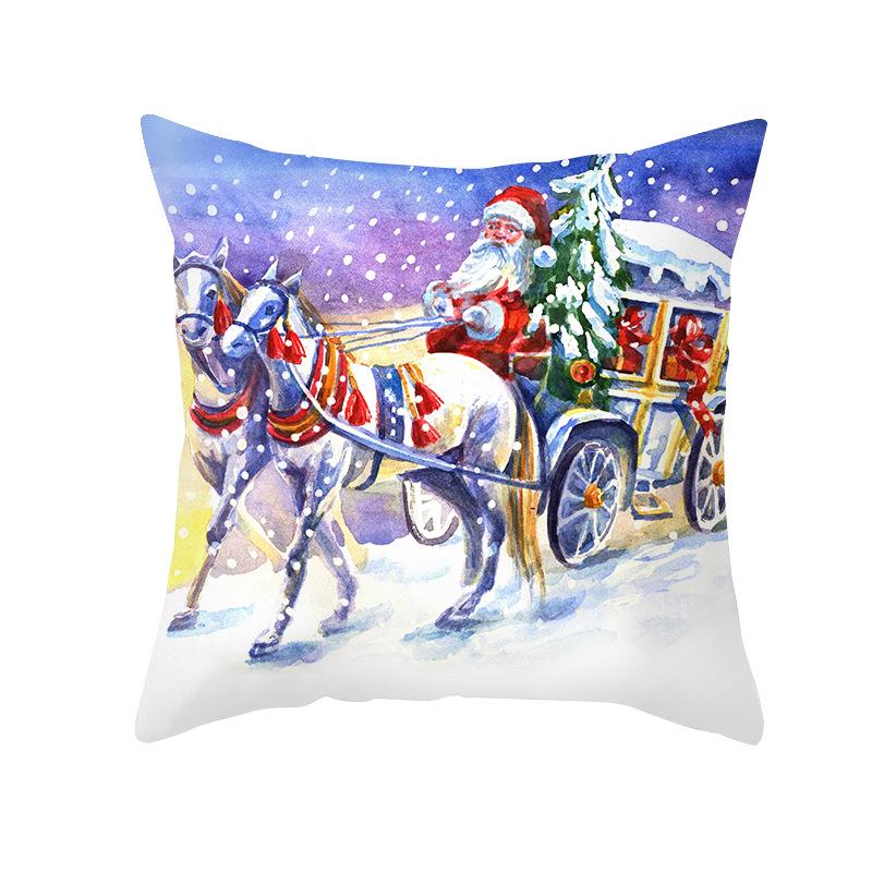 Nordic Print Cartoon Christmas Pillow Cover Colorful Santa Claus Office Pillow Cushion Cover Home