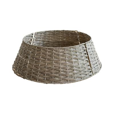 Rattan Xmas Tree Collar Basket Decorative Rustic Farmhouse Handcrafted Tree Ring for Home Living Room S Gray