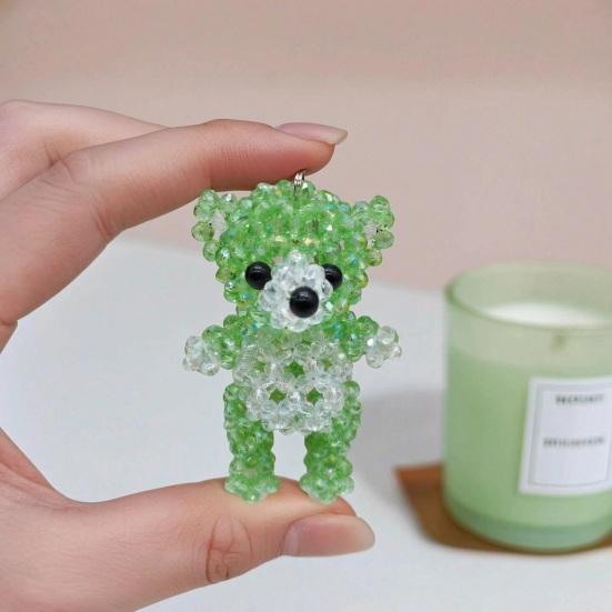 Keychain Pendant, Cartoon Bear Handcrafted Metal Keychain with Glossy Realistic Surface, DIY Animal Beading Kit for Backpack or Handbag