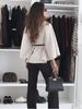 Moda Invernale Donna Stile Elegante Colore Puro Cintura con Cintura Cappotto Mantella in Lana