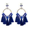 Women's Earring Exaggerated Flowers with Diamonds Tassel Acrylic Earrings Bohemian Temperament Female Earrings