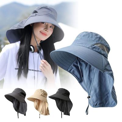 Fashion Anti UV Shawl Fisherman Hat Wide Brim Adjustable Tea Picking Hat Breathable Quick Dry Sun Visor Cap Summer Sun Hat