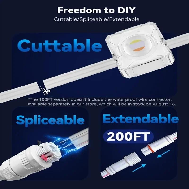 150FT Permanent Outdoor Lights Smart RGBIC Eaves LED Lights Full House Festival Flashing Lighting Christmas Holiday Decorations