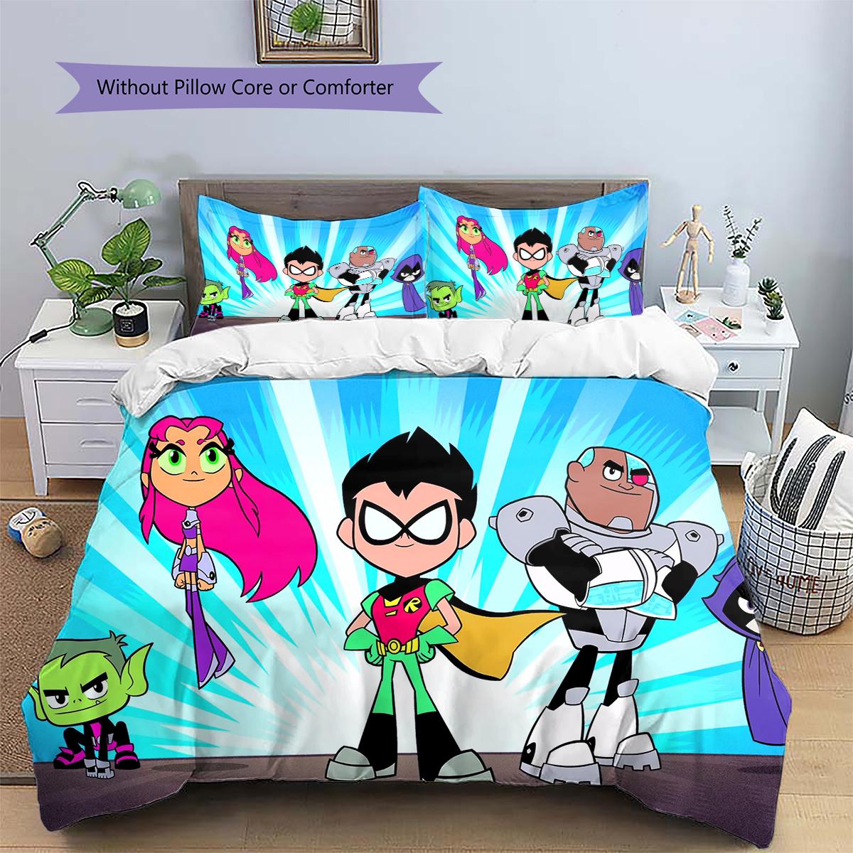 

Teen Titans Go! Cute Style Bedding Set Duvet Cover Pillowcase No Filler, Soft Home Bedroom Decor, Perfect Gift for Fans.chl 135x200cm