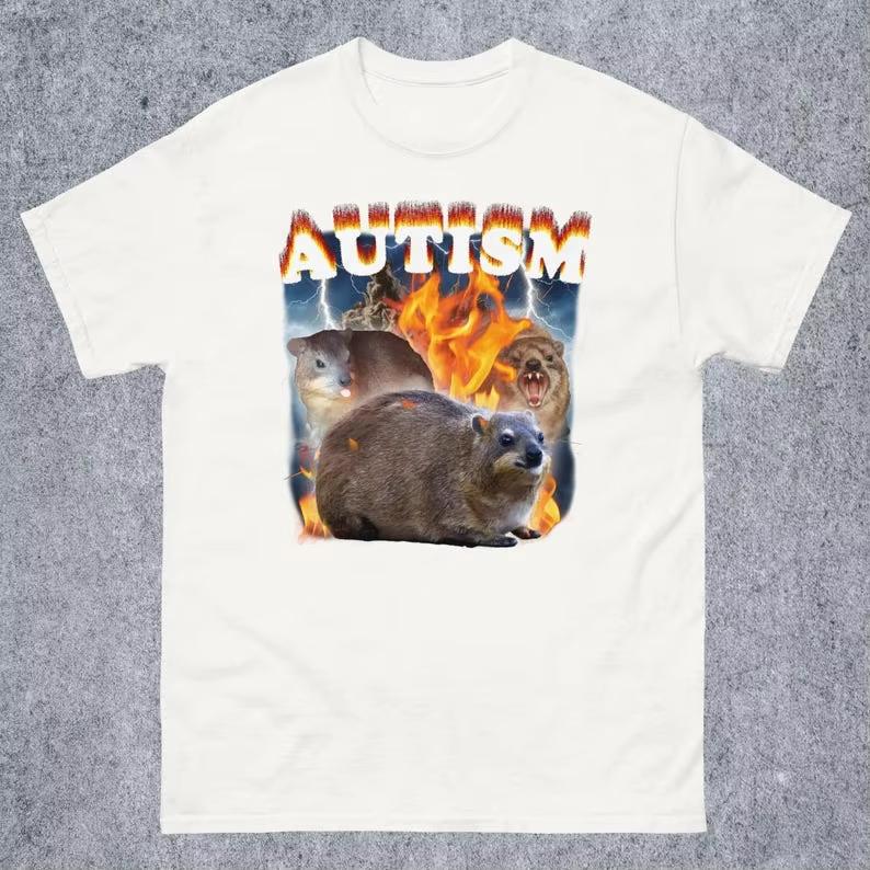 Autismus Vtipné Hyrax Meme Tričko Dárek pro Ženu a Muže, Ošklivá Trička, Šílené Tričko, Trapné Tričko, Dárky pro Milovníky Hyraxů, Virální
