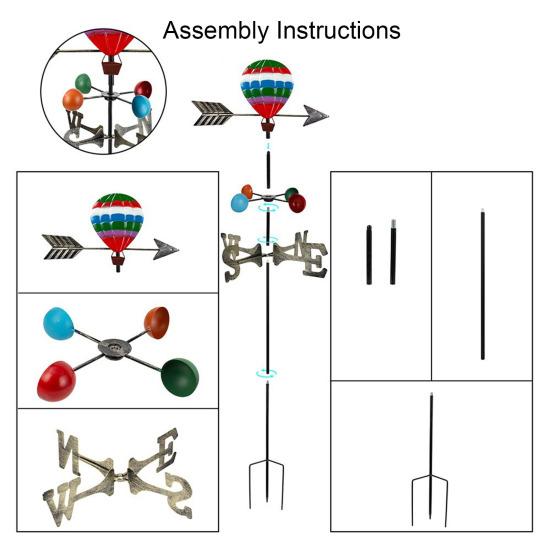 Bunte Windfahne Eisen Eule Heißluftballon Tukan Wetterfahne Außen Windfahne mit Stab für Garten Hof Rasen Dekoration
