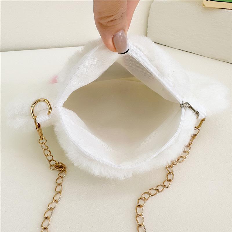 Fashion Children's Plush Bag 2025 New Creative Cute Bear Paw Oblique Span Bag Simple Girl Chain Shoulder Bag