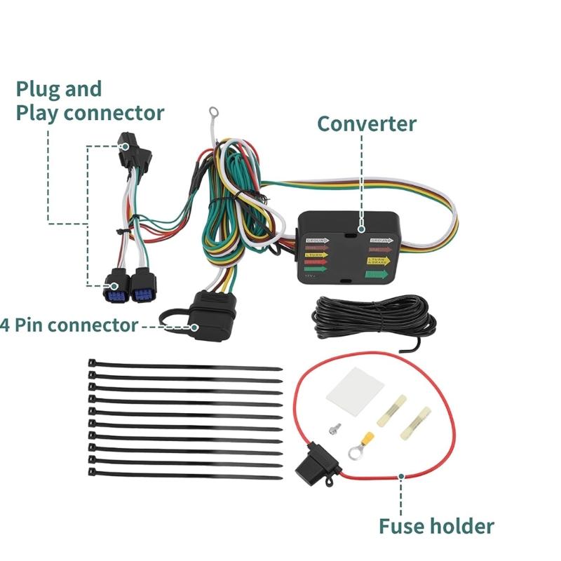 56491 Quick Install 4-Flat Trailer Harness for 2023-2025, Powered 4-Pin Wiring Kit for Tail Brake Turn Signal Towing Use