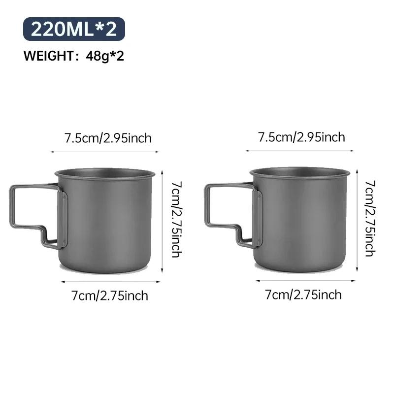 Outdoor Titanium Camping Cup, Foldable Handle Ultralight Mug for Coffee&Tea, Backpacking & Hiking Essentials