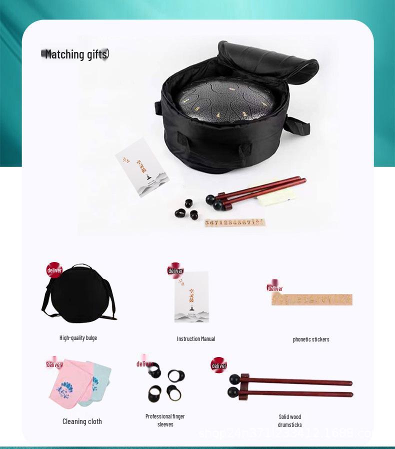 8-Inch 8-Note Ethereal Hand Drum - Sanskrit Xuan Lotus Dust Drum for Beginners
