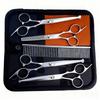 Portable Pet Grooming Scissor Set: Flat & Curved Hairdressing Tools