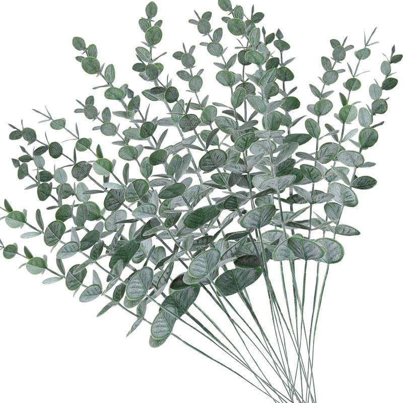 10/20pcs Artificial Plants Eucalyptus Leaves Fake Plants Vase Home Table Party Wedding Bridal Bouquet Decorations Outdoor Garden