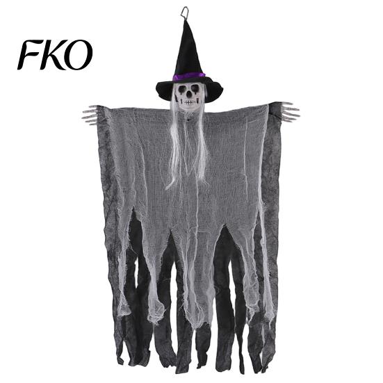 Spooky Holiday Hanging Decoration 38" Halloween Witch Decoration, Scary Flying Skeleton Ghost Party Accessory for Outdoor, Indoor Haunted House Porch