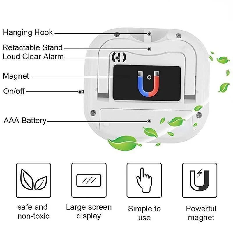 Sports Home Alarm Timer Clock Electronic Kitchen Digital Chronometer Magnetic Cooking LCD Stopwatch Countdown Reminder Tool Egg