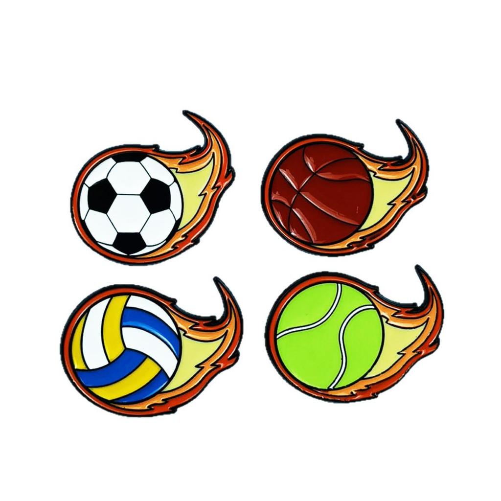 Individuelle Sport Traum Legierung Brosche: Basketball, Fußball, Volleyball Flammen-Abzeichen für Rucksäcke