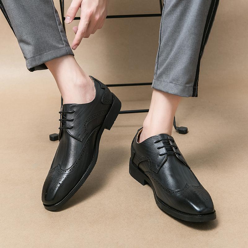 Brand Men's Business Wedding Dating Leather Formal Shoes Classic Retro Style Brogue Shoes Quality Gentleman Elegant Oxford Shoes