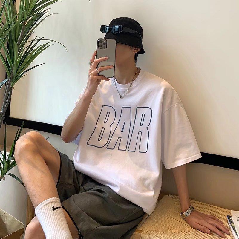 Camiseta masculina de manga curta com estampa gráfica de letras meia manga pulôver camiseta casual