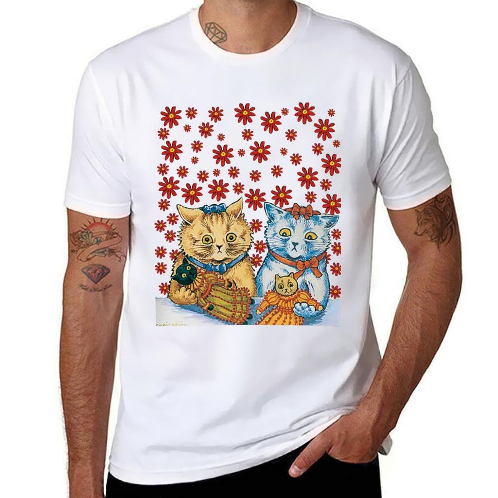 Louis Wain Cats With Dolls Tshirt Cotton T Shirts Unisex 100 Unisex Tshirt Tshirt