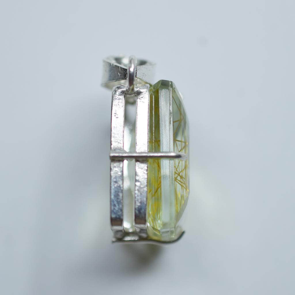 Lab Crated Yellow Rutilated 925 Sterling Silver Pendant 81.20 Ct Gems Certified My-343-k