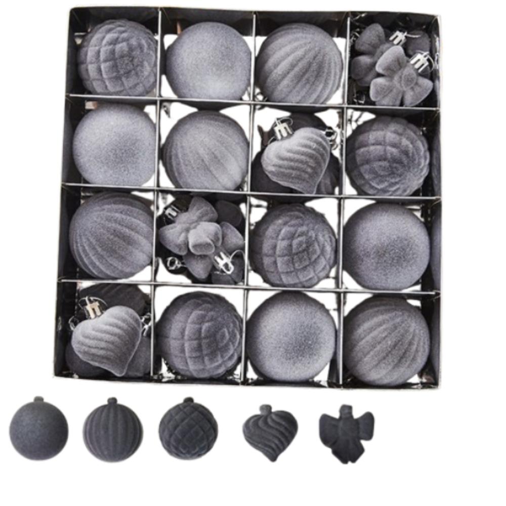 

Plastic Flocking Christmas Ball Pendant Shatterproof Xmas Tree Ornaments New Year Gift