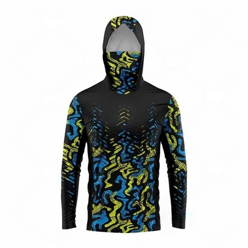 MALFC Fishing Apparel Men Hood Fishing Shirt Long Sleeve Fishing T Shirt Uv Protection