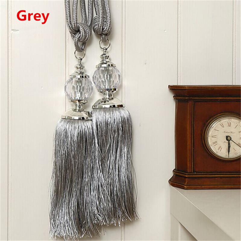 1 Pair Window Curtain Accessories Crystal Hanging Balls Tassel Hand Knitting