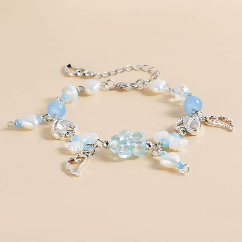 Acrylic Heart Bowknot Bracelets for Women Aesthetic Tassels Handchain Stylish Wristband Jewelry for Fashion Individuals