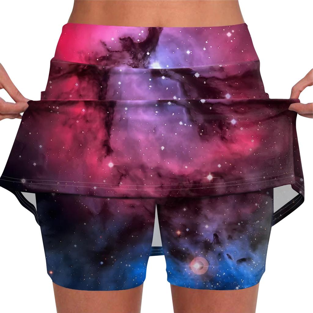 Kadınlar için elastik Yoga Pantolon-Etekler Baskı Atletik Şort Hafif Yüksek Bel Sıska Katı Joggers