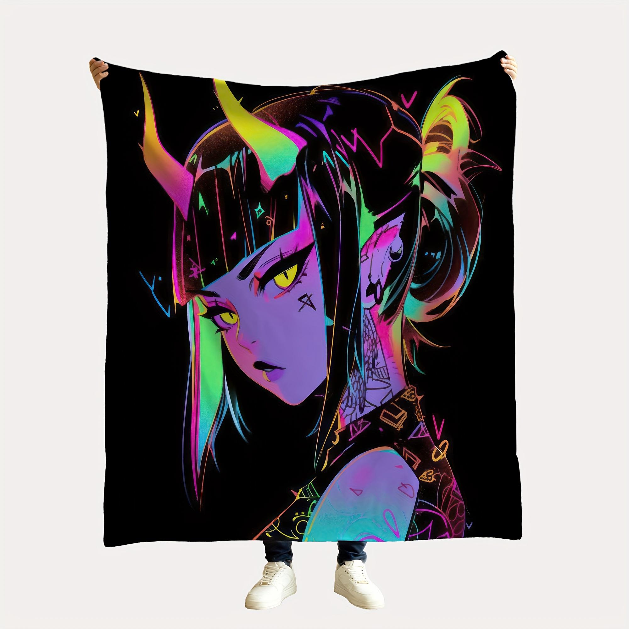 

Vibrant Demon Character Blanket - Soft Cozy Throw with Neon Colors, Perfect for Home Decor, Unique Gift for Anime Lovers 75x90cm