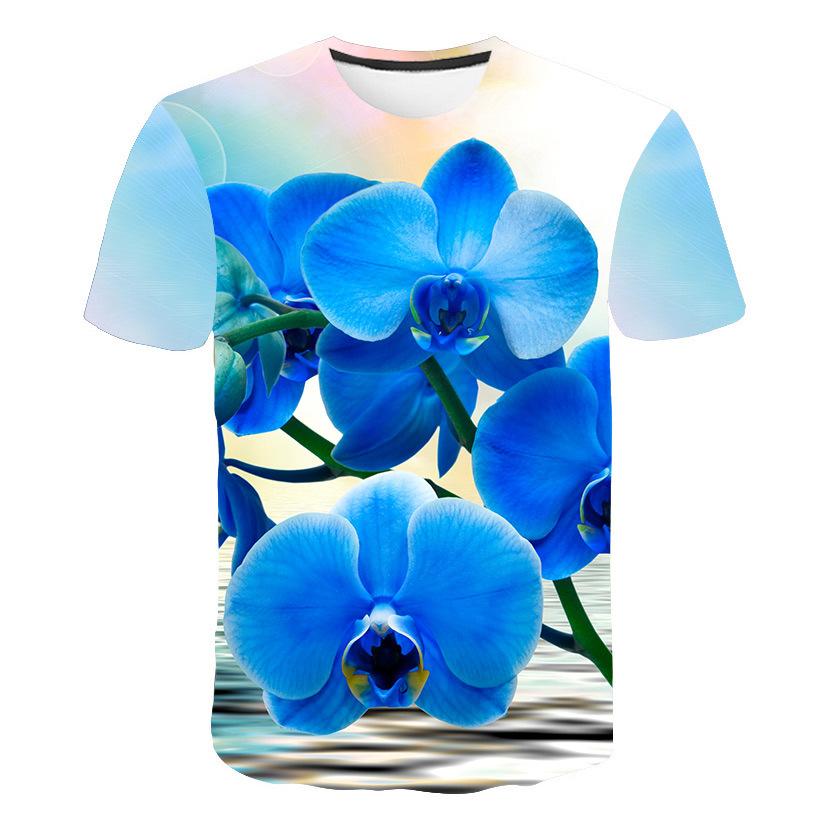 Unisex Plant, Flower & Leaf Print T-Shirt - Crew Neck, Short Sleeve & Breathable