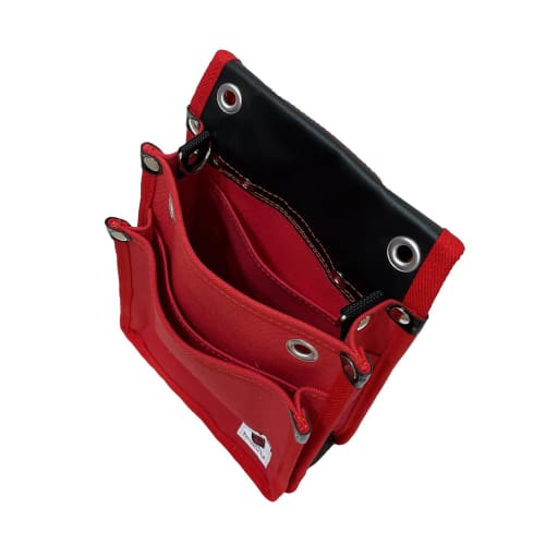 SK11 Canvas Tobi Pouch, 2-Tier, Red, TSH-2D-RD, Slim, Accordion-Resistant, Reinforced Bottom, with Inner Pocket