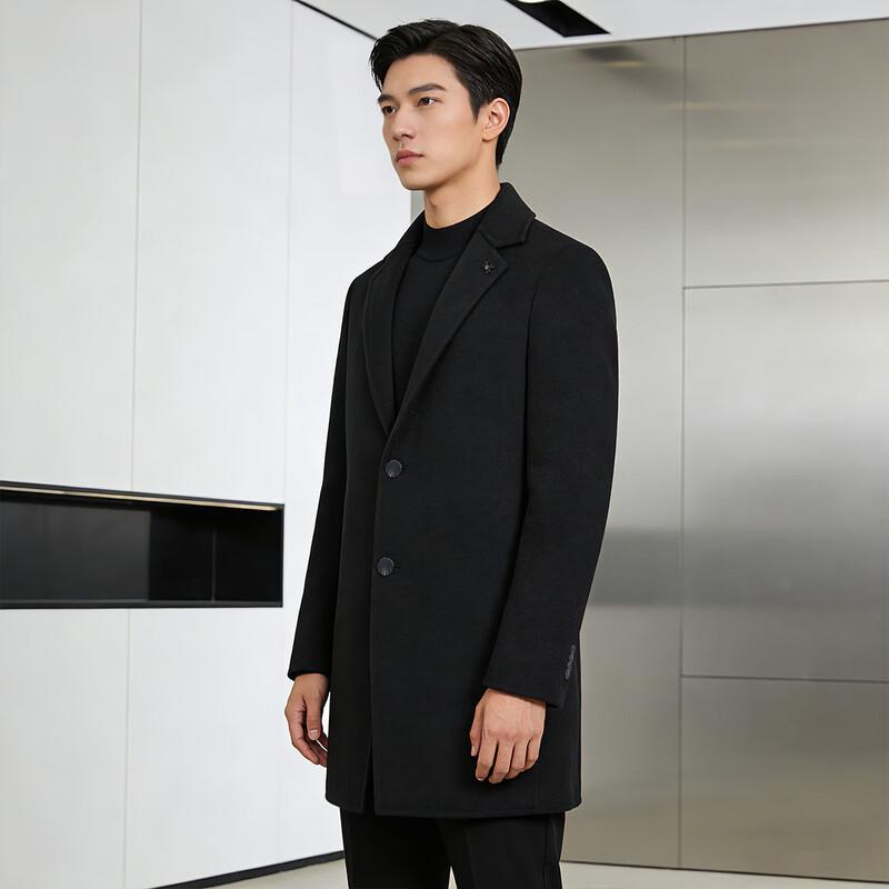 Yalu Men's Wool Blend Lapel Overcoat