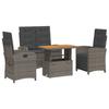 VidaXL Garden Dining Set with Cushions 4 Pcs, Patio Table, Patio Furniture, Outdoor Furniture, Grey 3277348