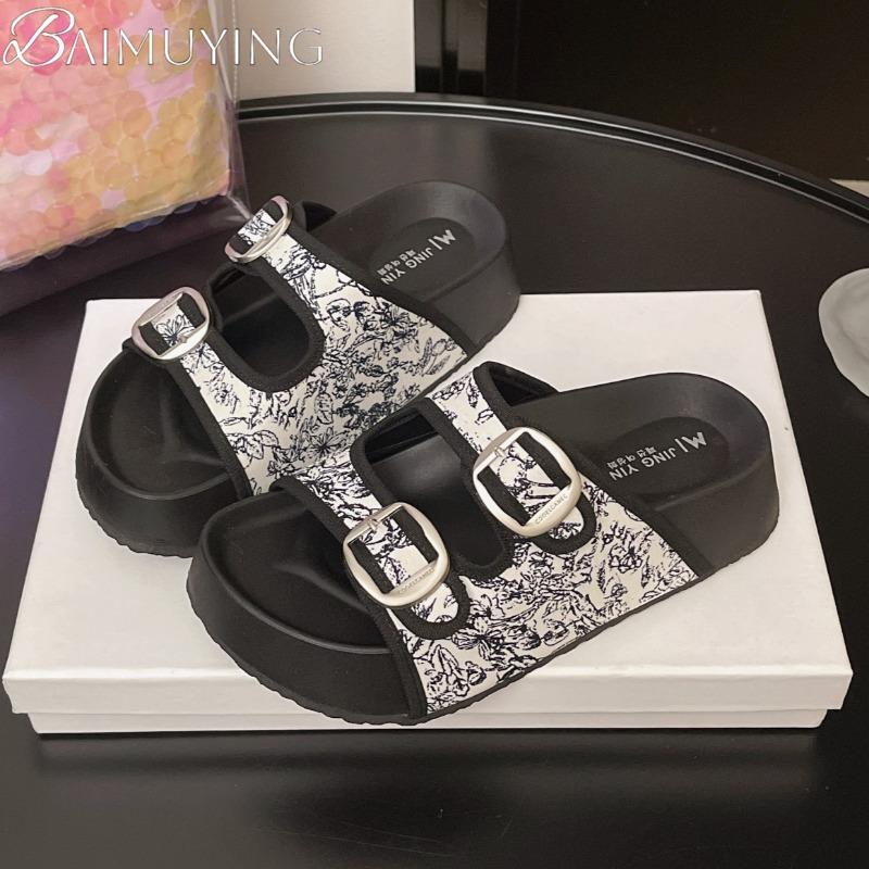 Fashion Women Open Toe Slippers Heeled Sandals Platform Casual Shoes 2025 Fashion Comfort Walking Summer Slides Shallow Woman Zapatillas