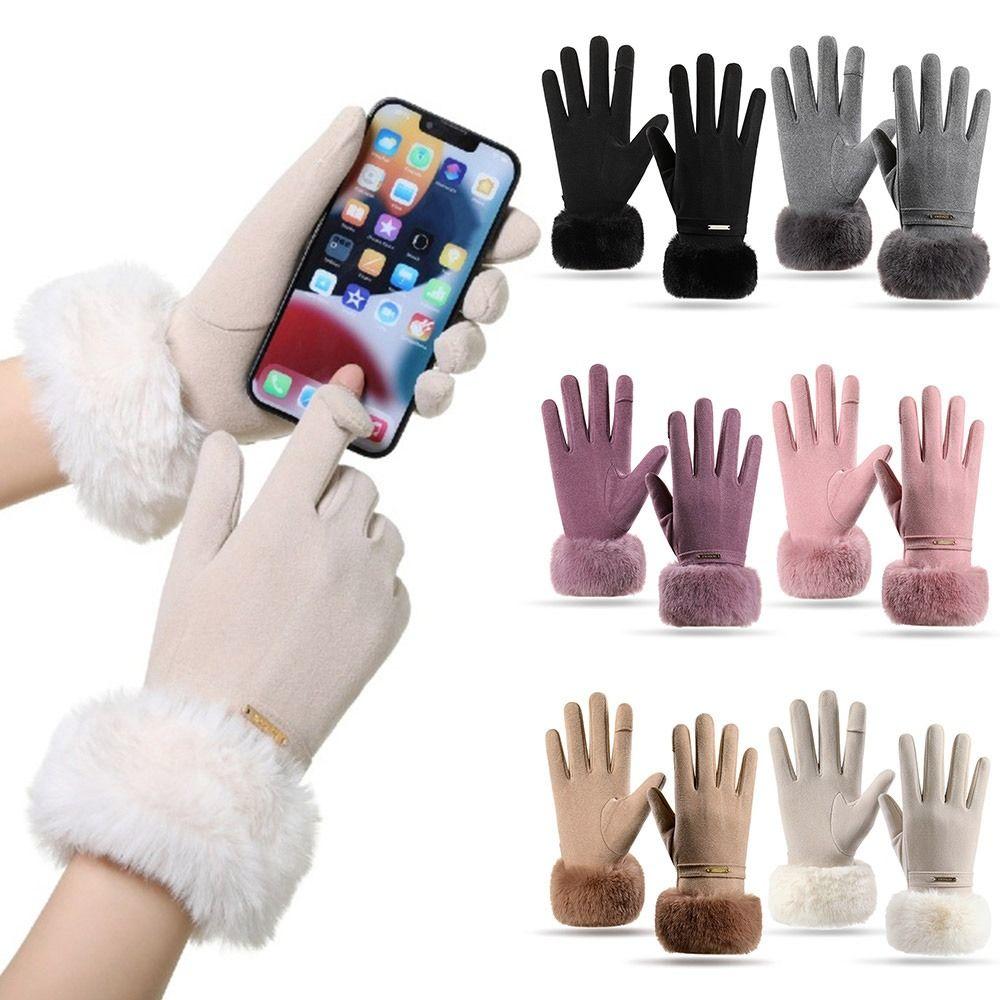 Soft Fleece Lined Winter Warm Gloves Waterproof Touch Screen Gloves Cute Cold-proof Gloves  Outdoor