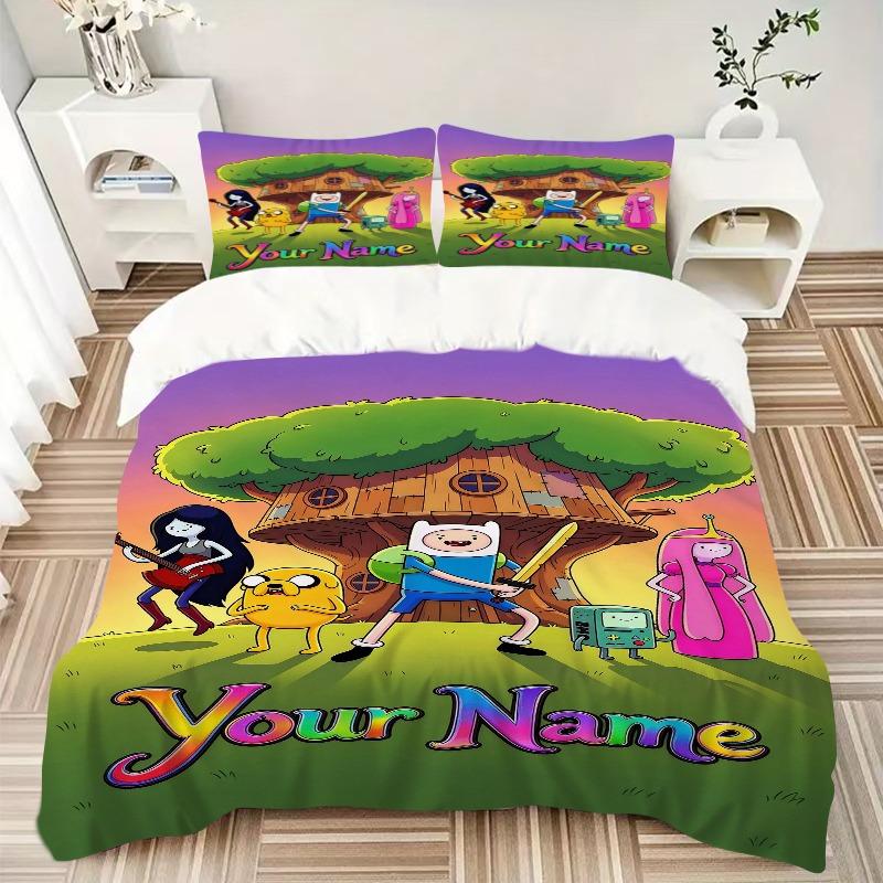 Custom Cartoon Treehouse Adventure Bedding Set Personalized Washable Custom 3Pcs Duvet Cover Pillowcases Soft Microfiber Home Bedroom Gift