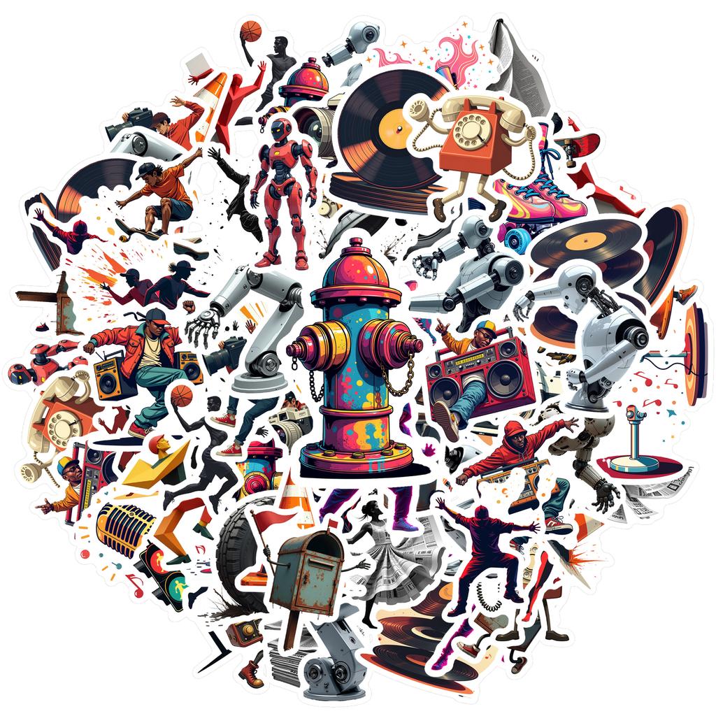 35pcs-100pcs Decals  Waterproof Music Stickers Robot Stickers Vinyl Stickers for Instruments Stationery Phones