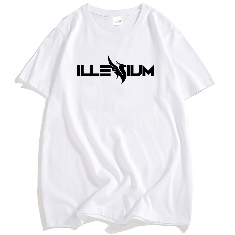 

ILLENIUM Футболки с графическим принтом Хлопок Короткий рукав Унисекс Уличная одежда Свободный Повседневная Мода Мужская/Женская Футболка Повседневная Футболка XS