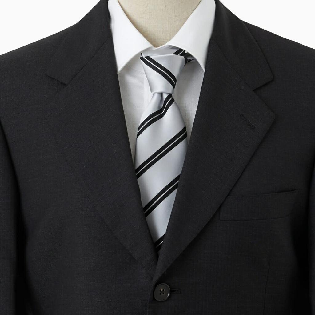 [Ojie] Men's Tie, Silver, 100% Silk, Made in Japan, Formal Tie, Ceremonial Wear, Wedding, Reception, Business