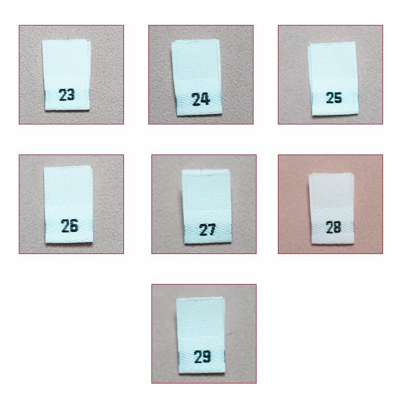 In-Stock Universal Size Label: Black & White Folded Tide Brand Woven Size Numbers for Men's & Women's Clothing