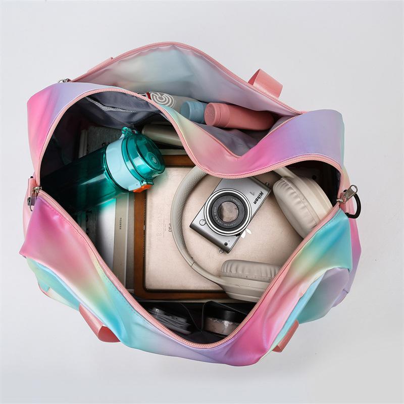 Lightweight and Simple Rainbow Travel Bag Women's Outdoor Multi-functional Large-capacity Luggage Bag New Wet and Dry Separation Storage Bag