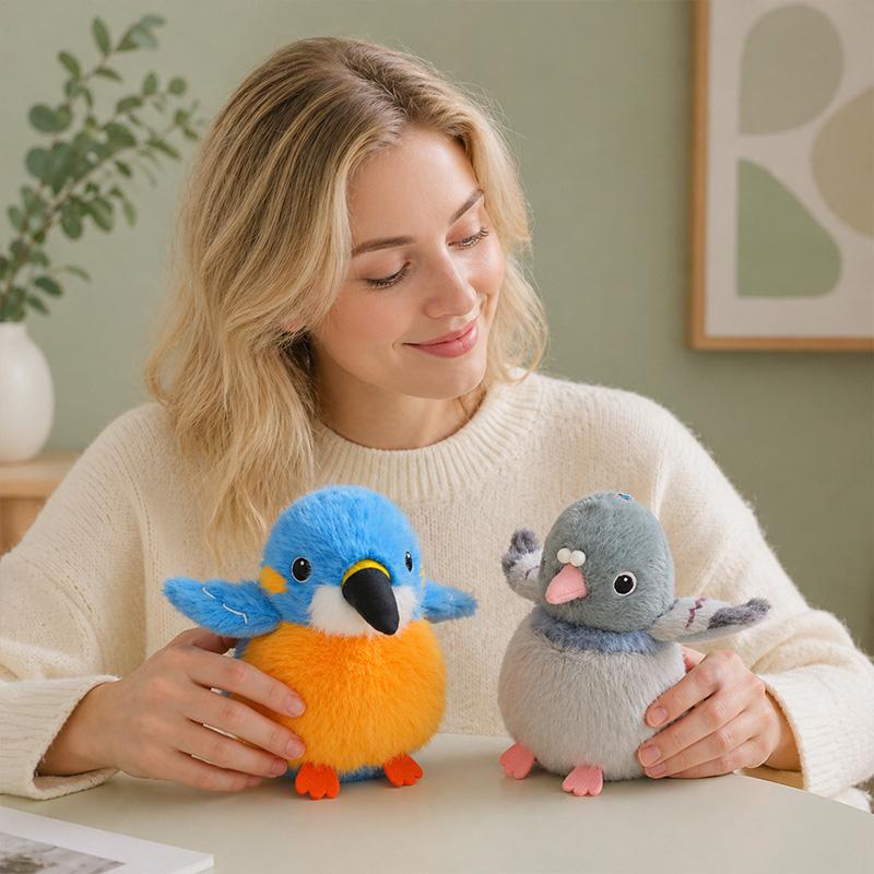 5 Stile Niedliche Mini Stehende Haustier Vogel Plüschtiere Weiche Papagei Tauben Puppen Lustiger Anhänger Für Kinder